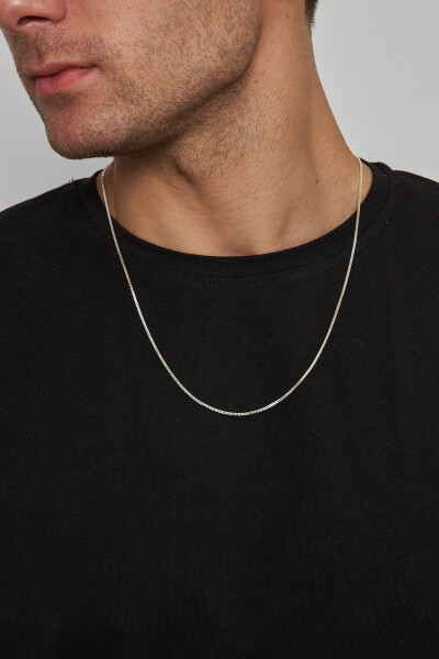 1.5mm Küp 925 Ayar Gümüş Erkek Zincir Kolye Vek-3206150 - Ventino Silver