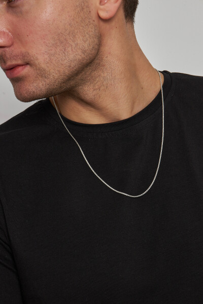 1,5mm Spiga 925 Ayar Gümüş Erkek Zincir Kolye Vek-3009 - Ventino Silver