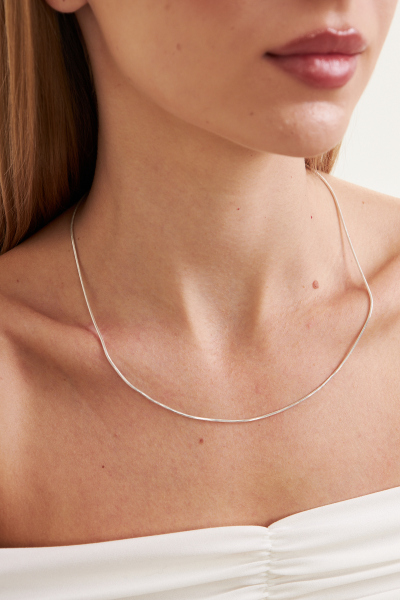 1,5mm Yılan 925 Ayar Gümüş Kadın Zincir Kolye VKK-4496 - Ventino - Ventino Silver