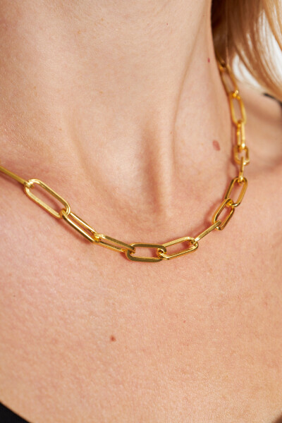 18 K Altın Kaplama Plated Ataç 925 Ayar Gümüş Kadın Kolye VKK-4481 - Ventino Silver