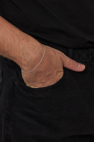 1mm Forse 925 Ayar Gümüş Erkek Zincir Bileklik Veb-5253 - Ventino Silver