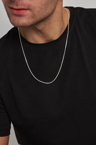 2mm Yılan 925 Ayar Gümüş Erkek Zincir Kolye Vek-3204260 - Ventino Silver