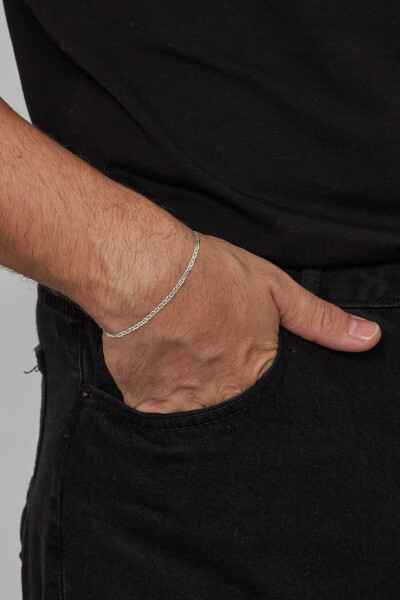 2,5mm Barlı 925 Ayar Gümüş Erkek Zincir Bileklik Veb5249 - Ventino Silver