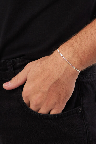 2.5mm Gurmet 925 Ayar Gümüş Erkek Zincir Bileklik Veb5248 - Ventino Silver
