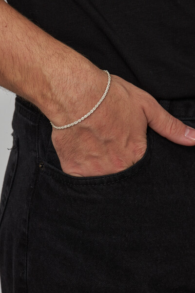2.5mm Halat 925 Ayar Gümüş Erkek Zincir Bileklik Veb-5285220 - Ventino Silver