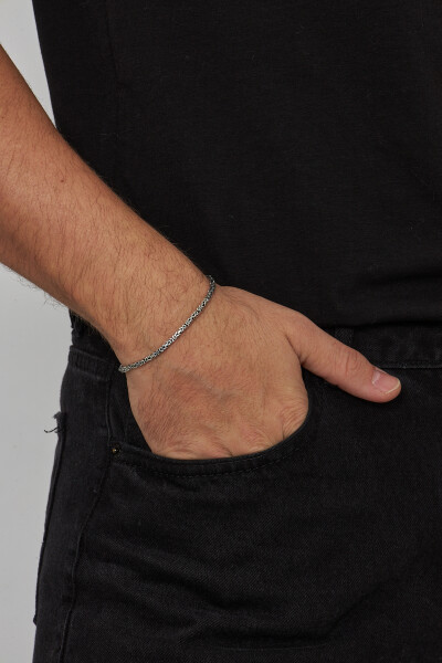 2.5mm Kral Kare 925 Ayar Gümüş Erkek Zincir Bileklik Veb-5001 - Ventino Silver