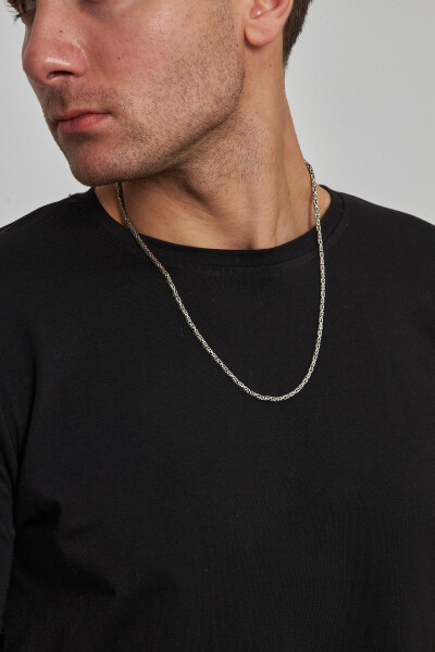 2,5mm Kral Kare 925 Ayar Gümüş Erkek Zincir Kolye Vek-317250 - Ventino Silver