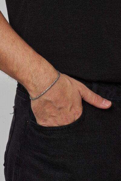 2,5mm Kral Yuvarlak 925 Ayar Gümüş Erkek Zincir Bileklik Veb-5004 - Ventino Silver