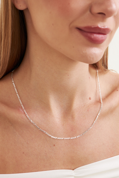 2mm Figaro 925 Ayar Gümüş Kadın Zincir Kolye VKK-4488 - Ventino - Ventino Silver