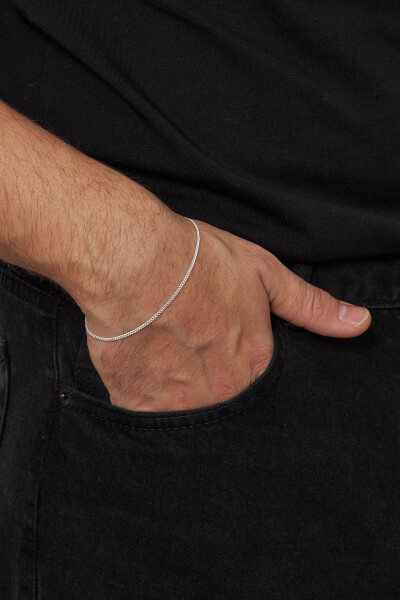 2mm Gurmet 925 Ayar Gümüş Erkek Zincir Bileklik Veb5247 - Ventino Silver