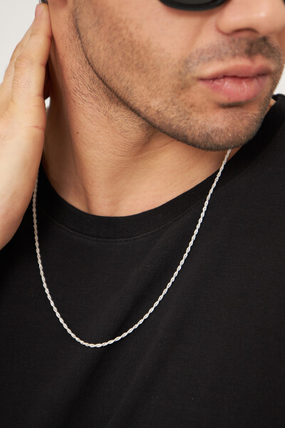 2mm Halat 925 Ayar Gümüş Erkek Zincir Kolye Vek-3076 - Ventino Silver