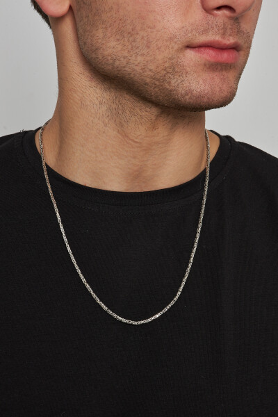 2mm Kral Kare 925 Ayar Gümüş Erkek Zincir Kolye Vek-3008 - Ventino Silver