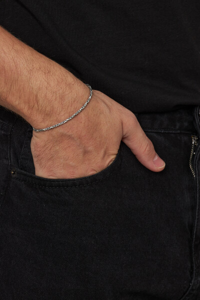 2mm Kral Yuvarlak 925 Ayar Gümüş Erkek Zincir Bileklik Veb-5251 - Ventino Silver