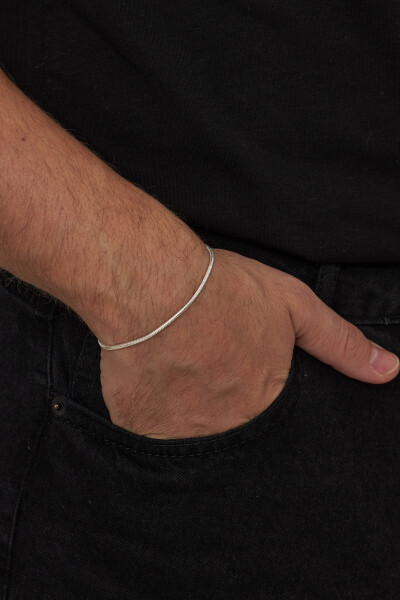 2mm Yılan 925 Ayar Gümüş Erkek Zincir Bileklik Veb-5283 - Ventino Silver