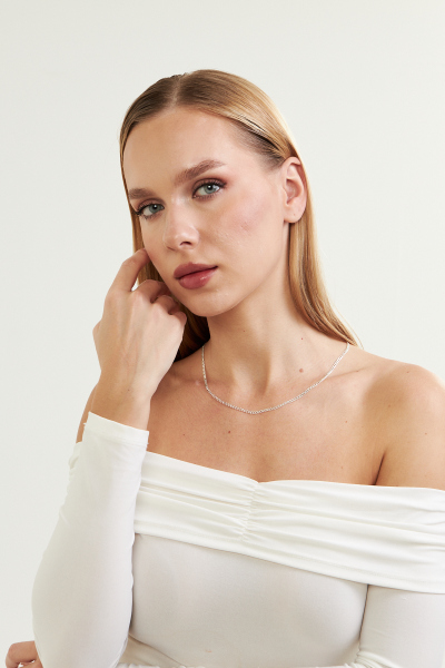 3mm Gurmet 925 Ayar Gümüş Kadın Zincir Kolye VKK-4485 - Ventino - Ventino Silver