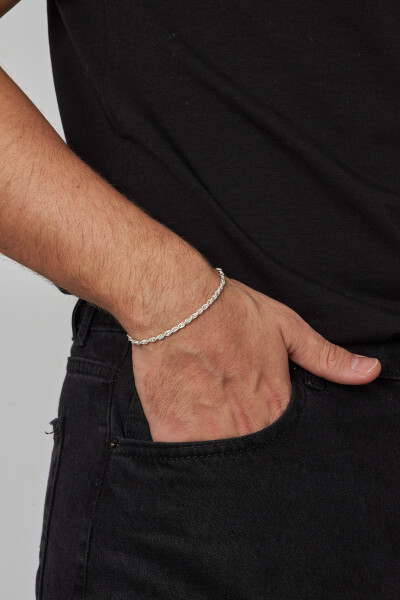 3mm Halat 925 Ayar Gümüş Erkek Zincir Bileklik Veb-5286319 - Ventino Silver