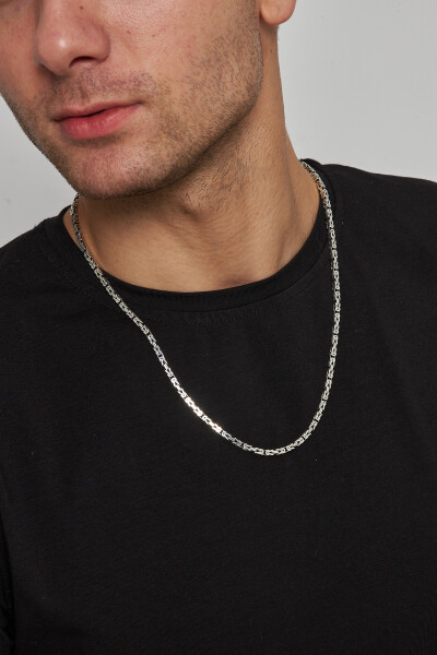 3mm Kral Kare 925 Ayar Gümüş Erkek Zincir Kolye Vek-3006 - Ventino Silver