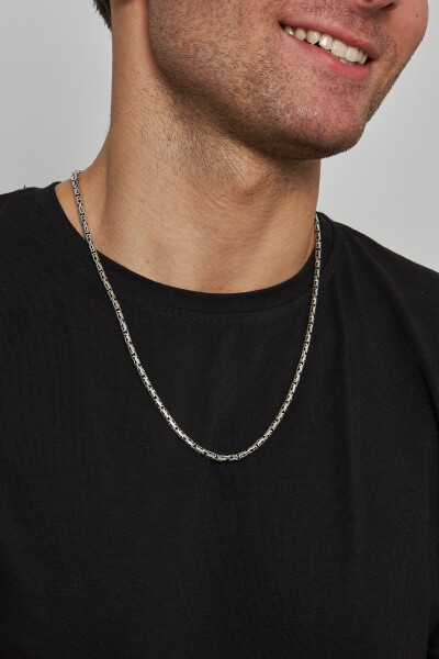 3mm Kral Yuvarlak 925 Ayar Gümüş Erkek Zincir Kolye Vek-3005 - Ventino Silver