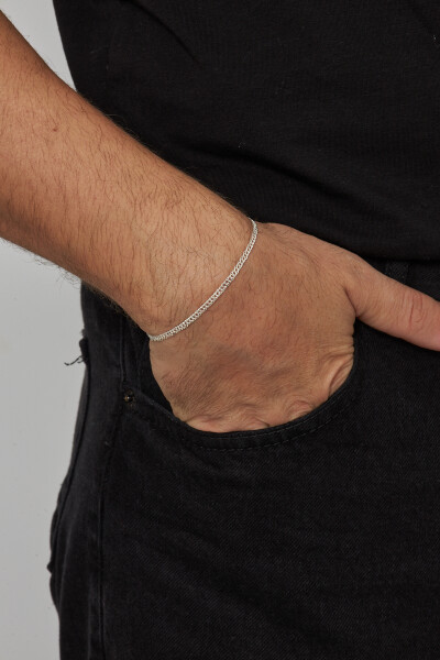 3mm Rambo 925 Ayar Gümüş Erkek Zincir Bileklik Veb-5203 - Ventino Silver