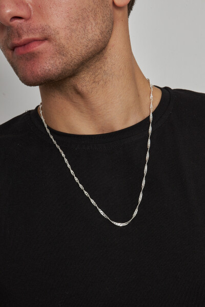 3mm Singapur 925 Ayar Gümüş Erkek Zincir Kolye Vek-3207350 - Ventino Silver