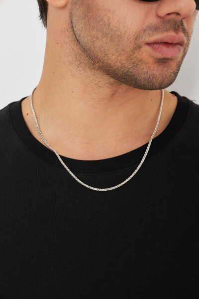 3mm Spiga 925 Ayar Gümüş Erkek Zincir Kolye Vek-3209 - Ventino Silver