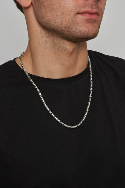 4mm Kral Yuvarlak 925 Ayar Gümüş Erkek Zincir Kolye Vek-3003 - Ventino Silver