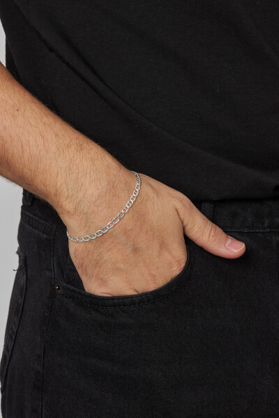 5mm Barlı 925 Ayar Gümüş Erkek Zincir Bileklik Veb-5249520 - Ventino Silver
