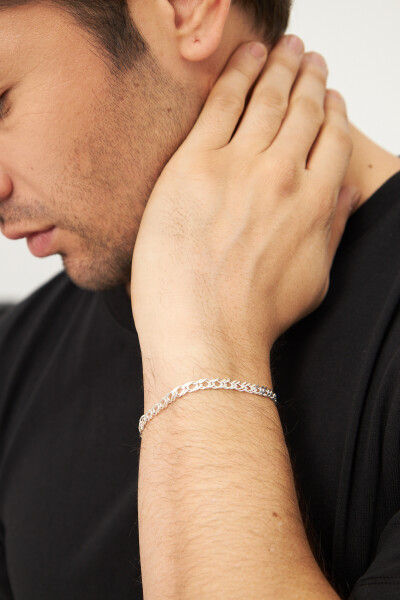 5mm Rambo 925 Ayar Gümüş Erkek Zincir Bileklik Veb-5205 - Ventino Silver