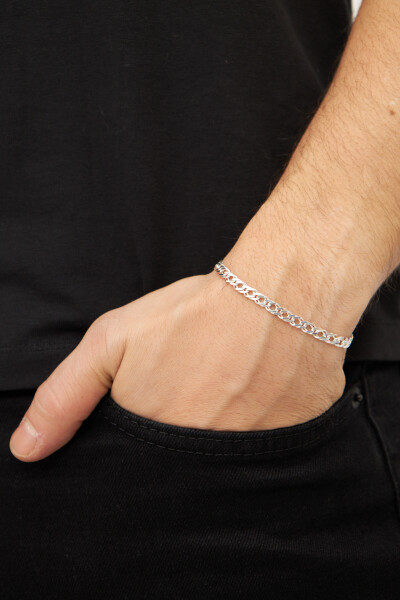 5mm Rambo 925 Ayar Gümüş Erkek Zincir Bileklik Veb-5205 - Ventino Silver