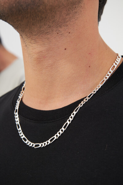 6mm Figaro 925 Ayar Gümüş Erkek Zincir Kolye Vek-3025650 - Ventino Silver