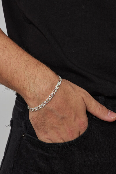 6mm Rambo 925 Ayar Gümüş Erkek Zincir Bileklik Veb-5206 - Ventino Silver