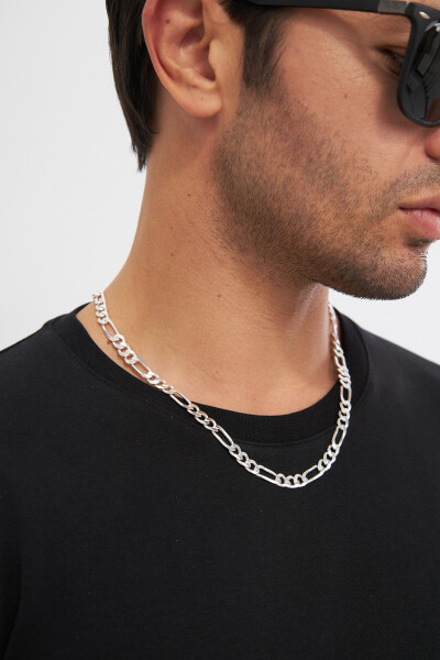 7mm Figaro 925 Ayar Gümüş Erkek Zincir Kolye Vek-3081 - Ventino Silver