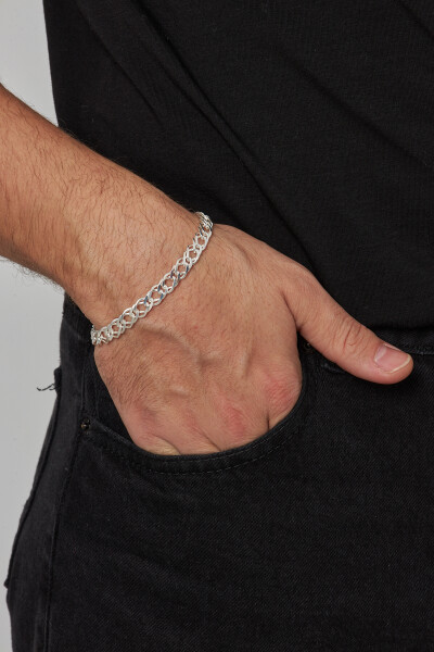 7mm Rambo 925 Ayar Gümüş Erkek Zincir Bileklik Veb-5301720 - Ventino Silver