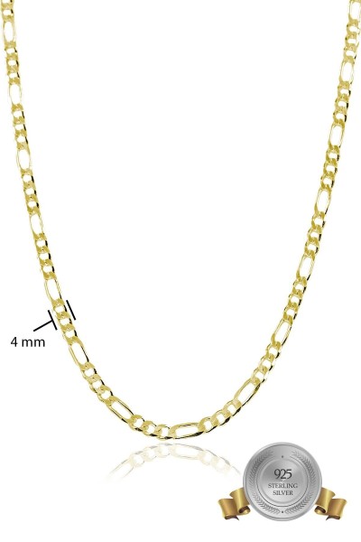 925 Ayar Gümüş Figaro Altın Kaplama Zincir Kolye Vek-3096