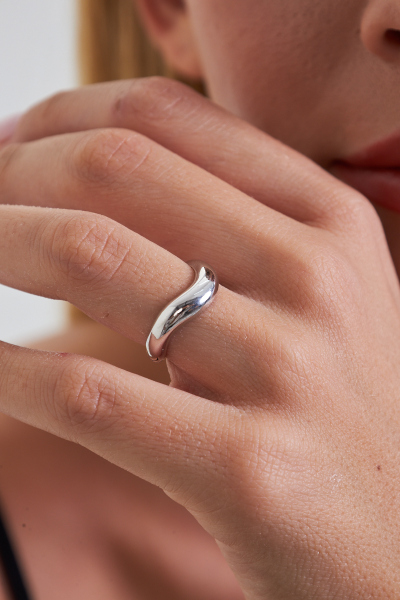 925 Ayar Gümüş Kadın Dalga Formlu Yüzük VKY-2107 - Ventino - Ventino Silver