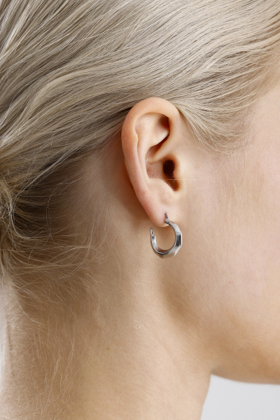 925 Ayar Gümüş Kadın Minimal Yedigen Küpe VKP-7484 - Ventino - Ventino Silver