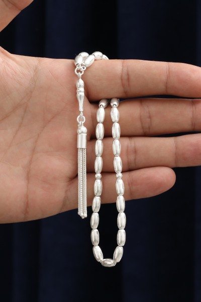 Arpa Kesim Büyük Boy 925 Ayar Gümüş Tespih VET-0095 - Ventino Silver