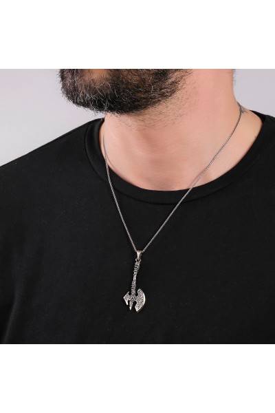 Balta Figürlü Erkek 925 Ayar Gümüş Kolye VEK-3189 - Ventino Silver