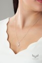Kalp Figürlü Yonca Model Kadın Gümüş Kolye Vkk-4463 - Thumbnail