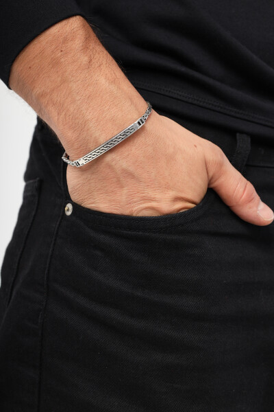 Kral Zincir Zirkon Taşlı Z Motifli 925 Ayar Gümüş Erkek Bileklik VEB-5324 - Ventino Silver