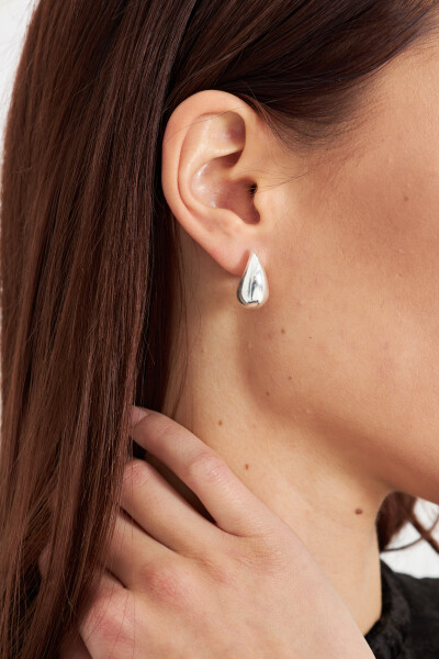 Ventino Kadın 925 Ayar Gümüş Bottega Tarzı Damla Küpe VKP-7471 - Ventino Silver