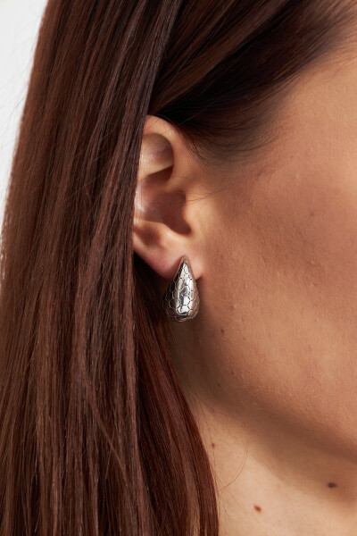 Ventino Kadın 925 Ayar Gümüş Bottega Tarzı Damla Küpe VKP-7473 - Ventino Silver