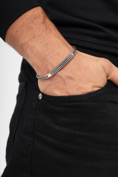 Yassı Tilki Kuyruğu Motifli 925 Ayar Gümüş Erkek Bileklik VEB-5330 - Ventino Silver