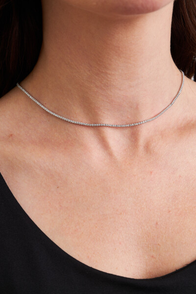 Zirkon Taşlı Su Yolu 925 Ayar Gümüş Kadın Kolye VKK-4484 - Ventino Silver